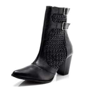 Bota Couro Preto - Detalhe Lateral