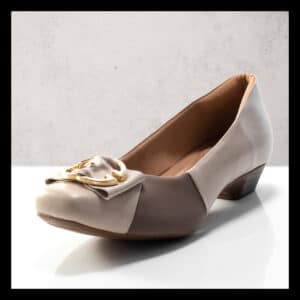 Sapato Couro Off White - Detalhe Nude