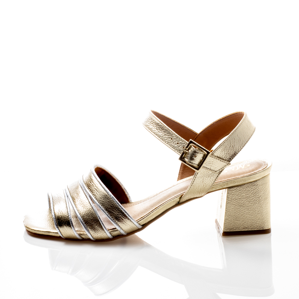 Sandália Couro Ouro Light - Detalhe Prata