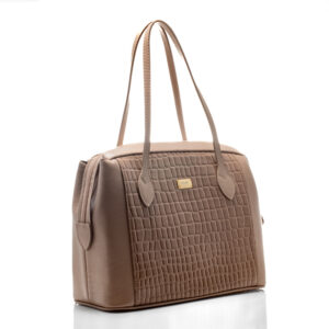 Bolsa Couro Croco Nude