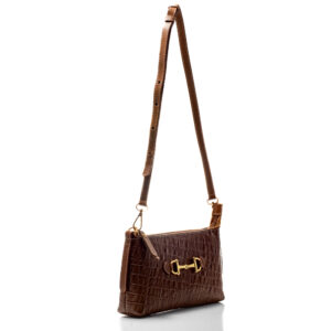 Bolsa Couro Croco Caramelo